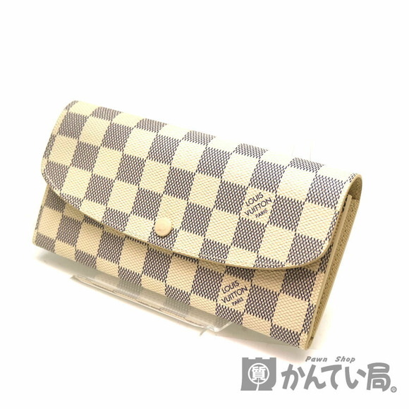 Louis Vuitton Emilie Long Azur White Portefeuille Wallet Damier Canvas - Picture 1 of 6